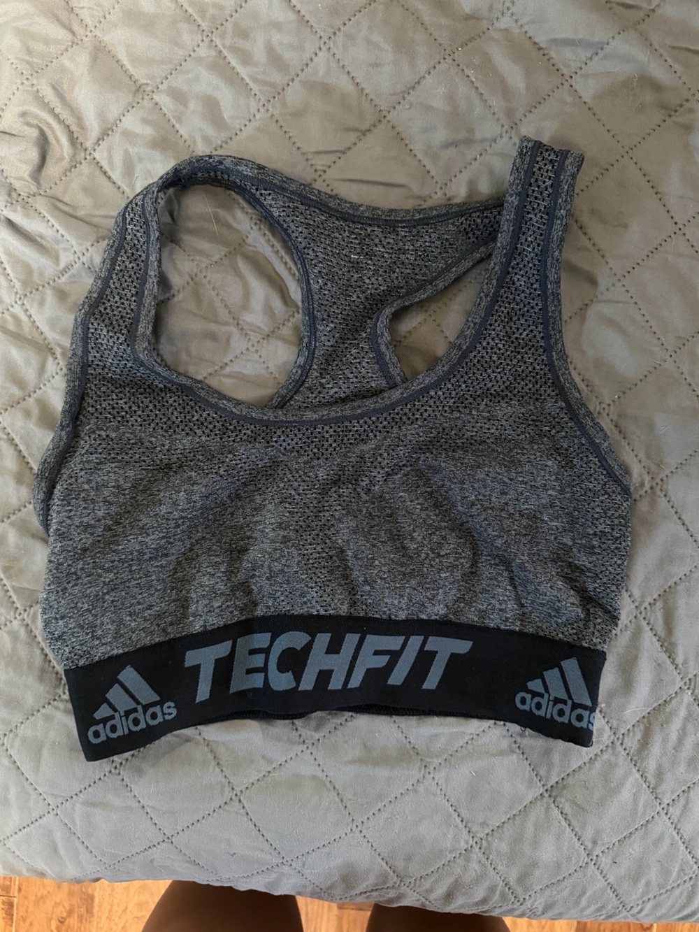 adidas Grey Seamless Techfit Racerback Sports Bra